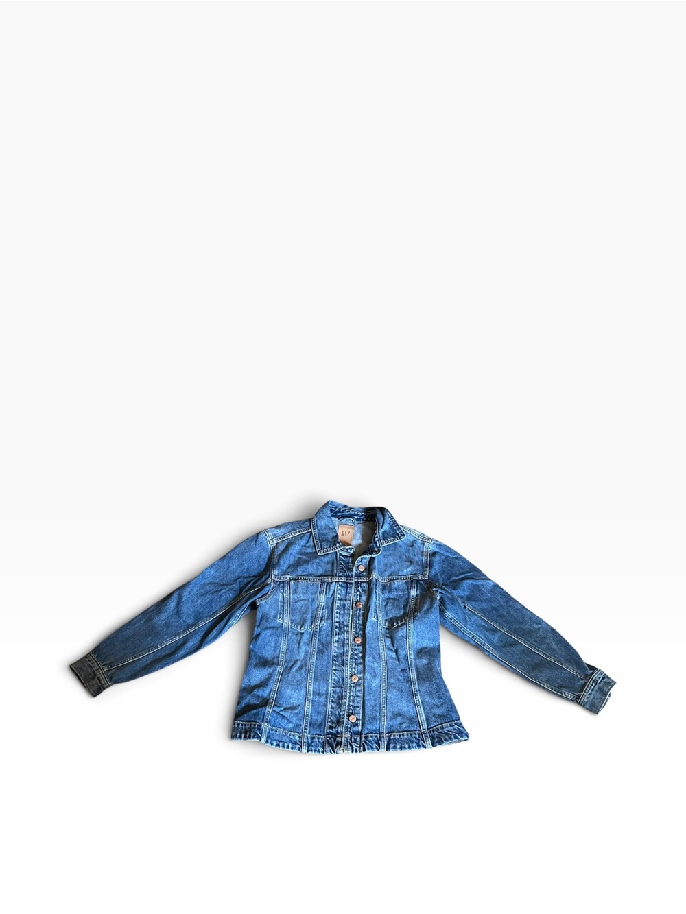 Gap Oversized Denim Trucker Jacket Men's Large Blue Cotton Long Sleeve Cambodia
